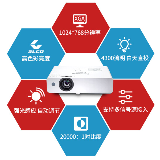 松下（Panasonic）PT-WX4201 投影仪办公会议 投影机培训教学 家用（标清 4300流明 高亮大屏 长寿命光源）