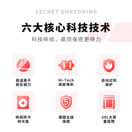 得力(deli) 5级保密办公商用碎纸机（单次8张 20L 持续10分钟 可碎卡碎光盘）33043