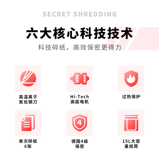 得力(deli)3级保密个人家用碎纸机（单次6张 15L 持续5分钟 可碎卡）33103