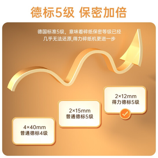 得力(deli)五级高保密办公全自动碎纸办公家用文件粉碎机(自动进纸80张 手动6张 碎纸10分钟 22L)14500