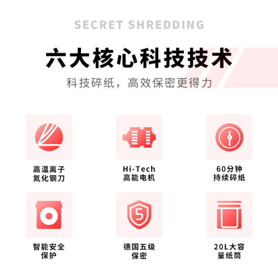 得力(deli)5级保密办公商用碎纸机（单次6张 20L 持续60分钟 可碎卡）33467