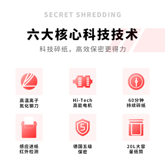 得力(deli)5级保密办公商用碎纸机（单次6张 20L 持续60分钟 可碎卡）33152