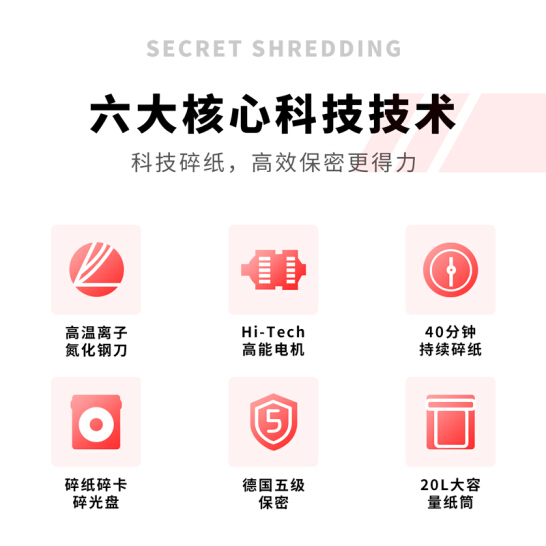 得力(deli)5级保密办公商用碎纸机（单次10张 20L 持续60分钟 可碎卡碎光盘）28256