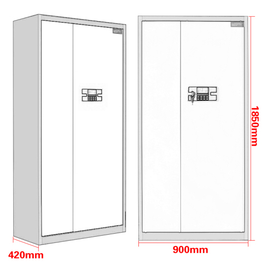 中伟保密柜文件柜双保险铁皮柜办公柜电子密码锁档案柜指纹锁通双节蓝白框带暗抽