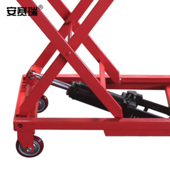 安赛瑞 手工液压平板车 小型移动升降推车 70cm*45cm 平台高度29cm-90cm 150kg